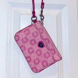 Coach Waverly hearts wristlet. Pink hearts leather